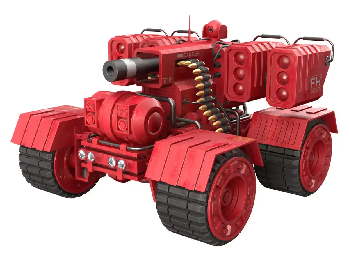 UGV Concept-3-Red-Clean Low-poly 3D model