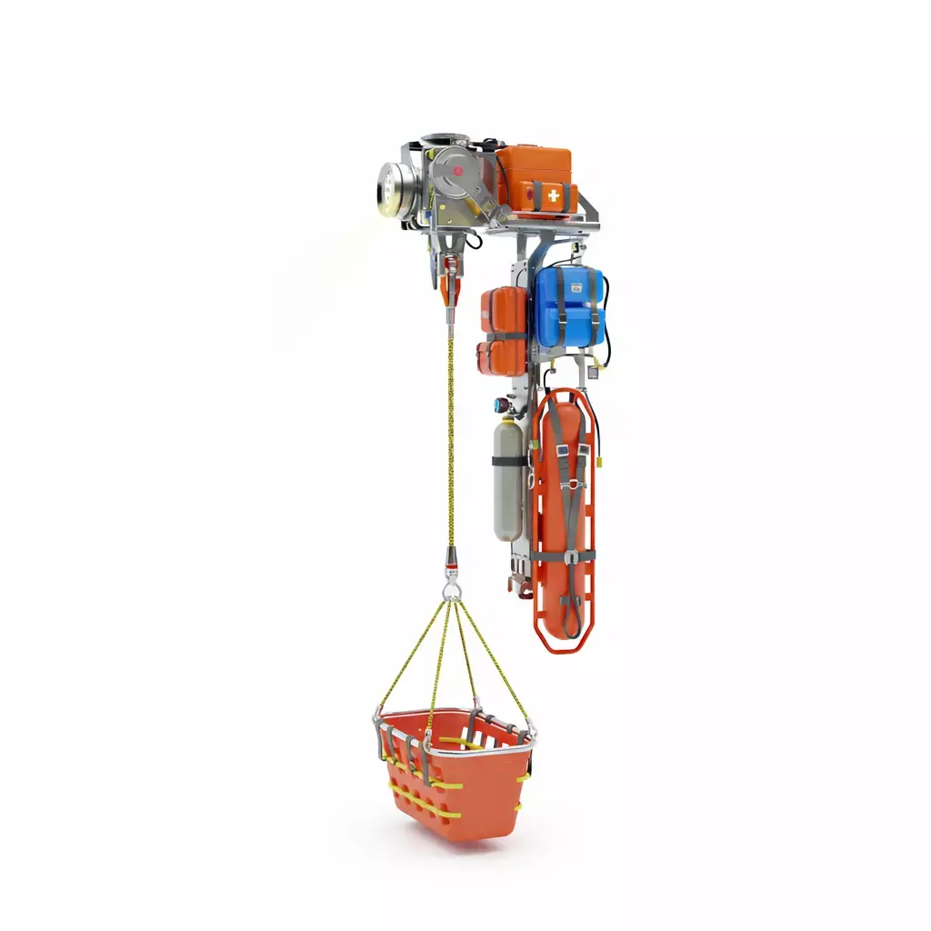 Helicopter Rescue Hoist Rig and Equipment rig Low-poly 3D model