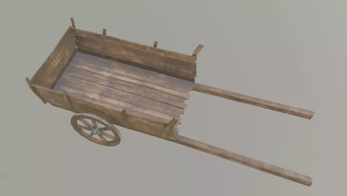 medieval cart with pbr textures Low-poly 3D model