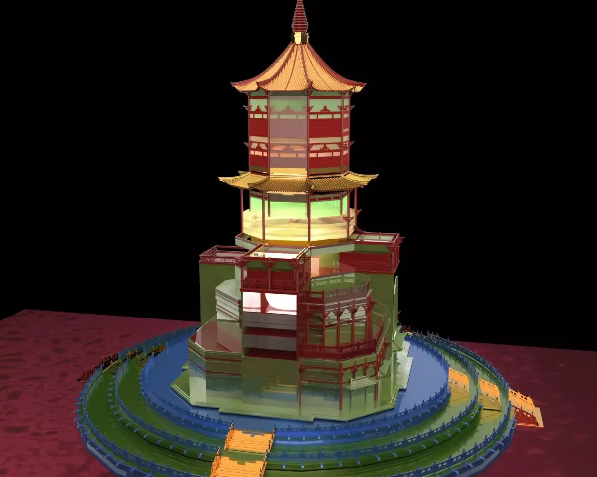 Chinese ancient  tower house   3D model
