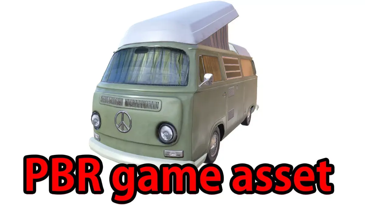 PBR VW T2 Van Lowpoly Low-poly 3D model