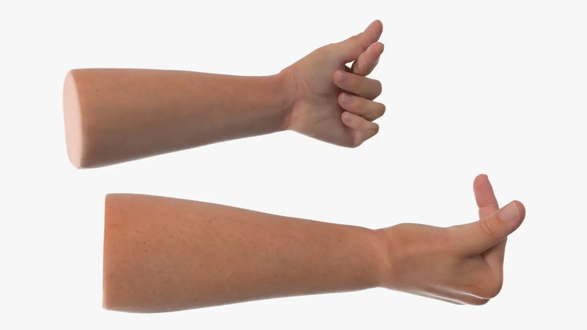 Male Hand Pair with Finger Heart Gesture 3D model