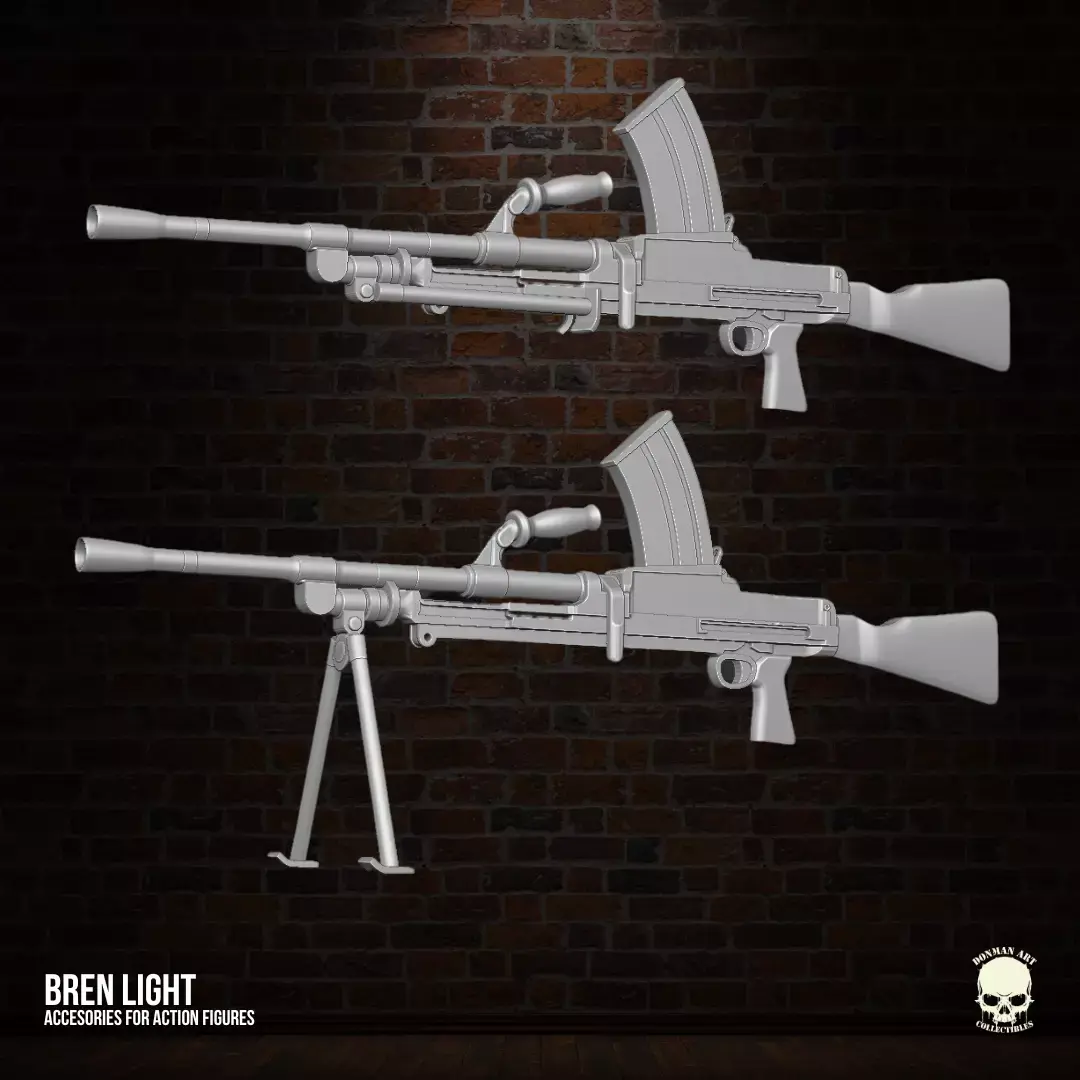 Bren Light Machine Gun 3D printables for action figures 3D print model
