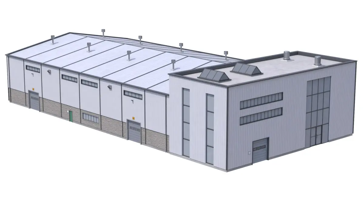 Industrial Buildig 38 White 3D model