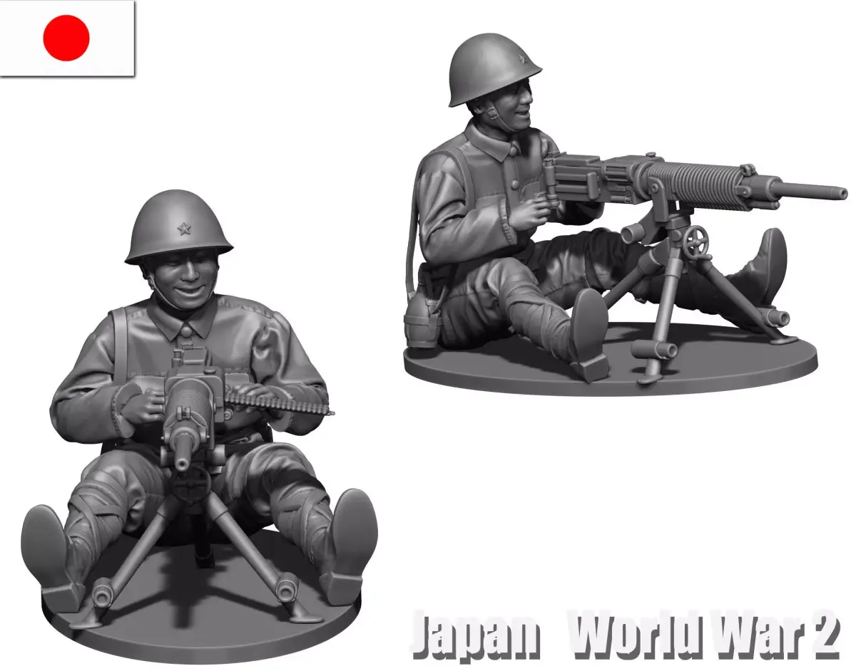 Japan soldier ww2 Type 92 3D print model
