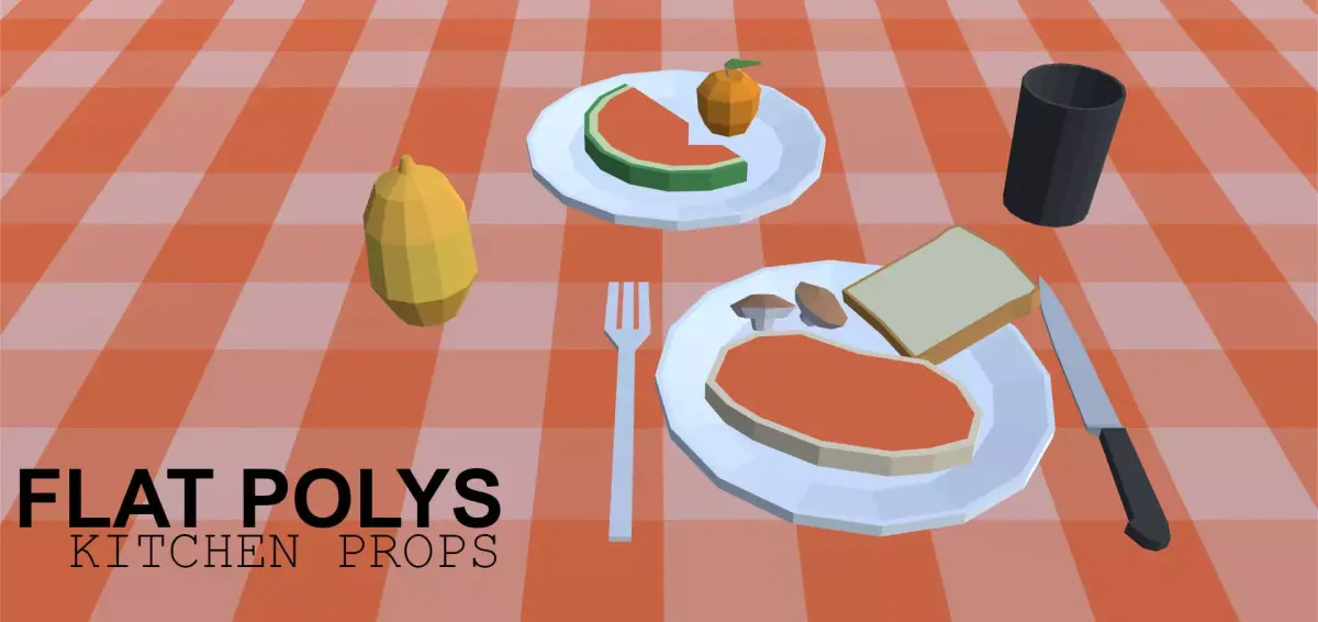 FLAT POLYS - Kitchen props Low-poly 3D model