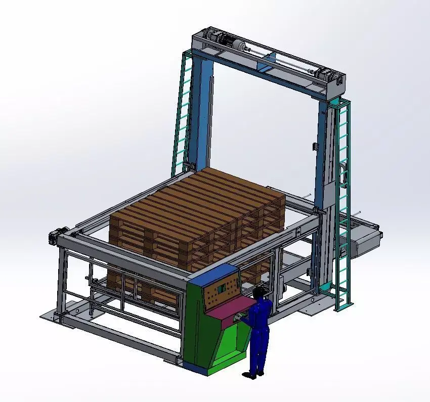 Industrial Automatic Palletizing Machine with Operator Panel 3D model