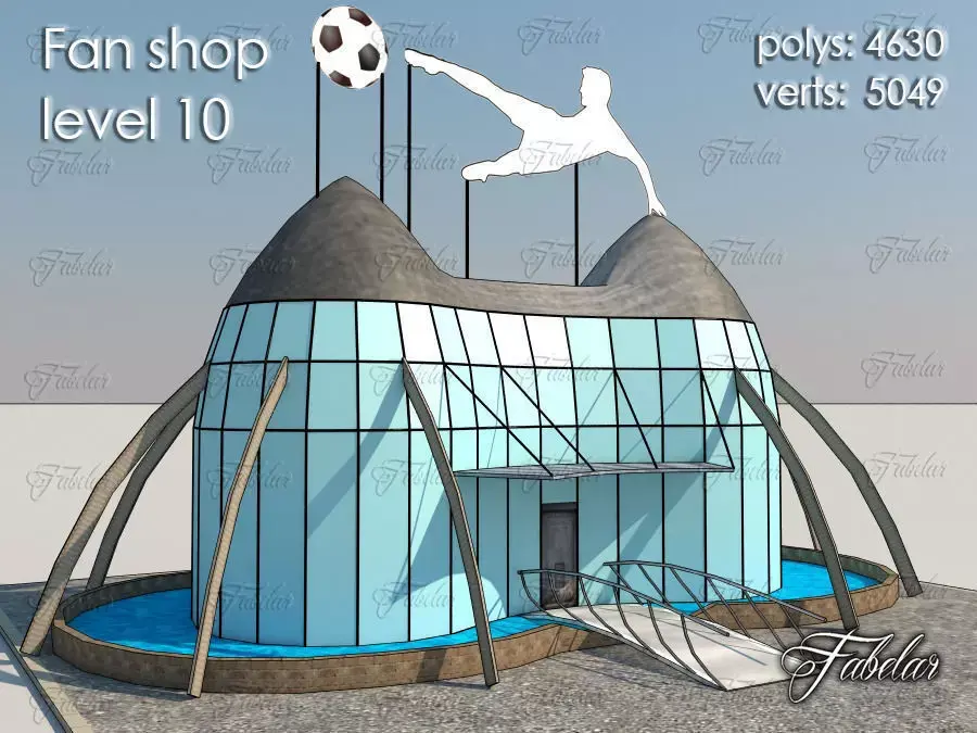 Fan Shop Low-poly 3D model 5