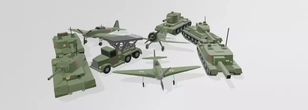 classic soveit vehicle pack lowpoly Free 3D model