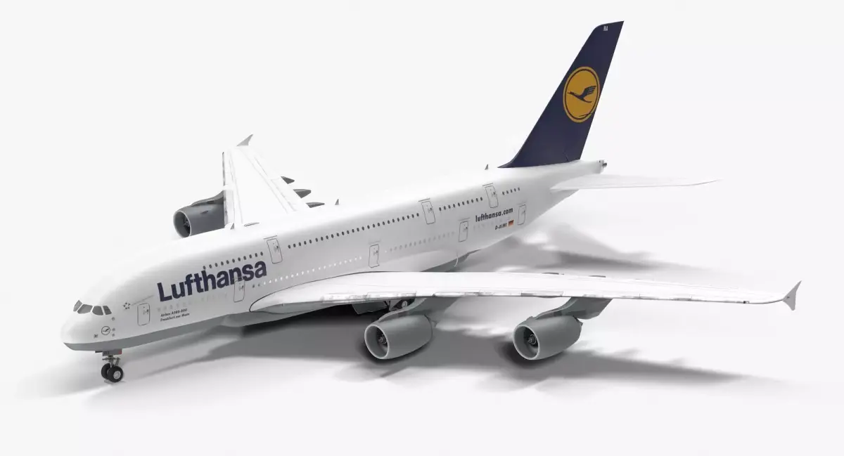 Jet Airliner Airbus A380 Lufthansa Low-poly 3D model