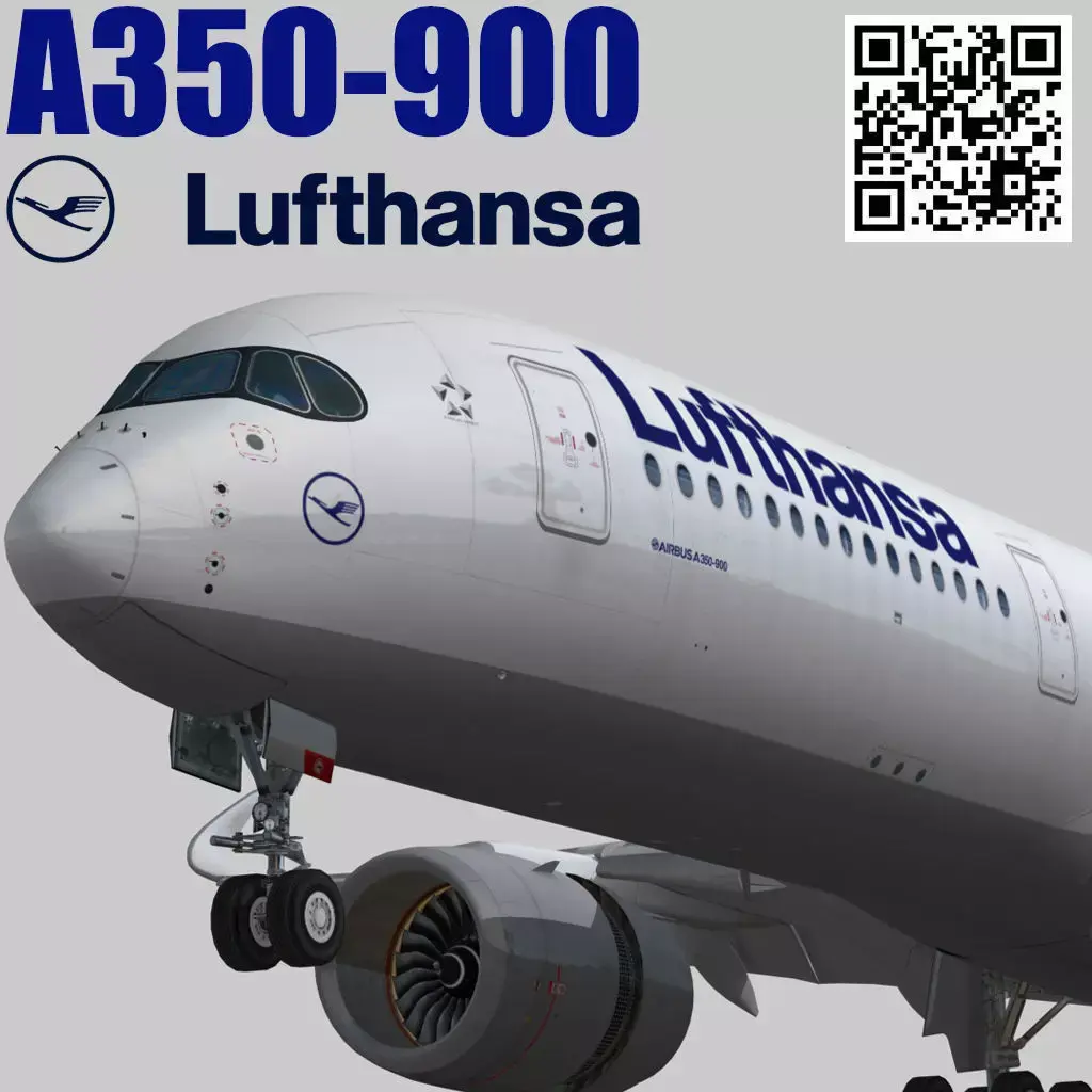 Airbus A350-900 XWB Lufthansa D-AIXA Low-poly 3D model