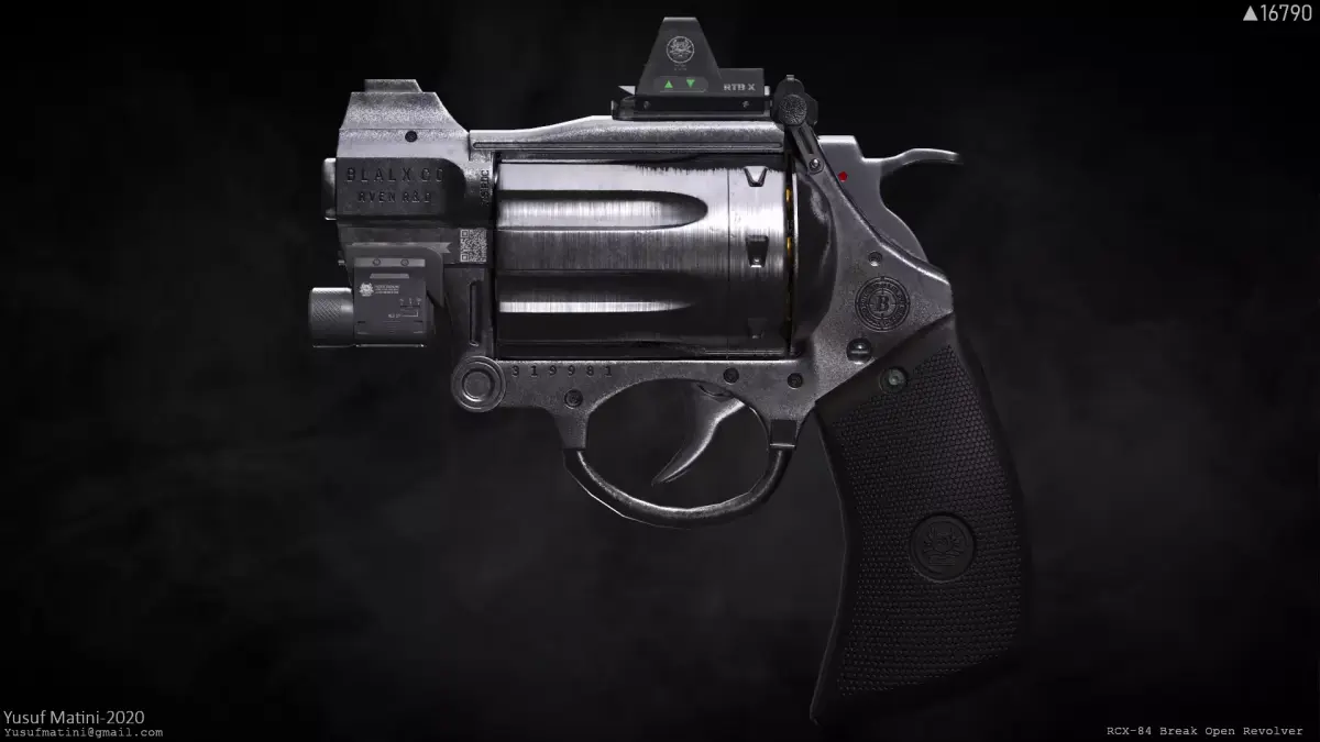 RCX-84 Break open Revolver Low-poly 3D model