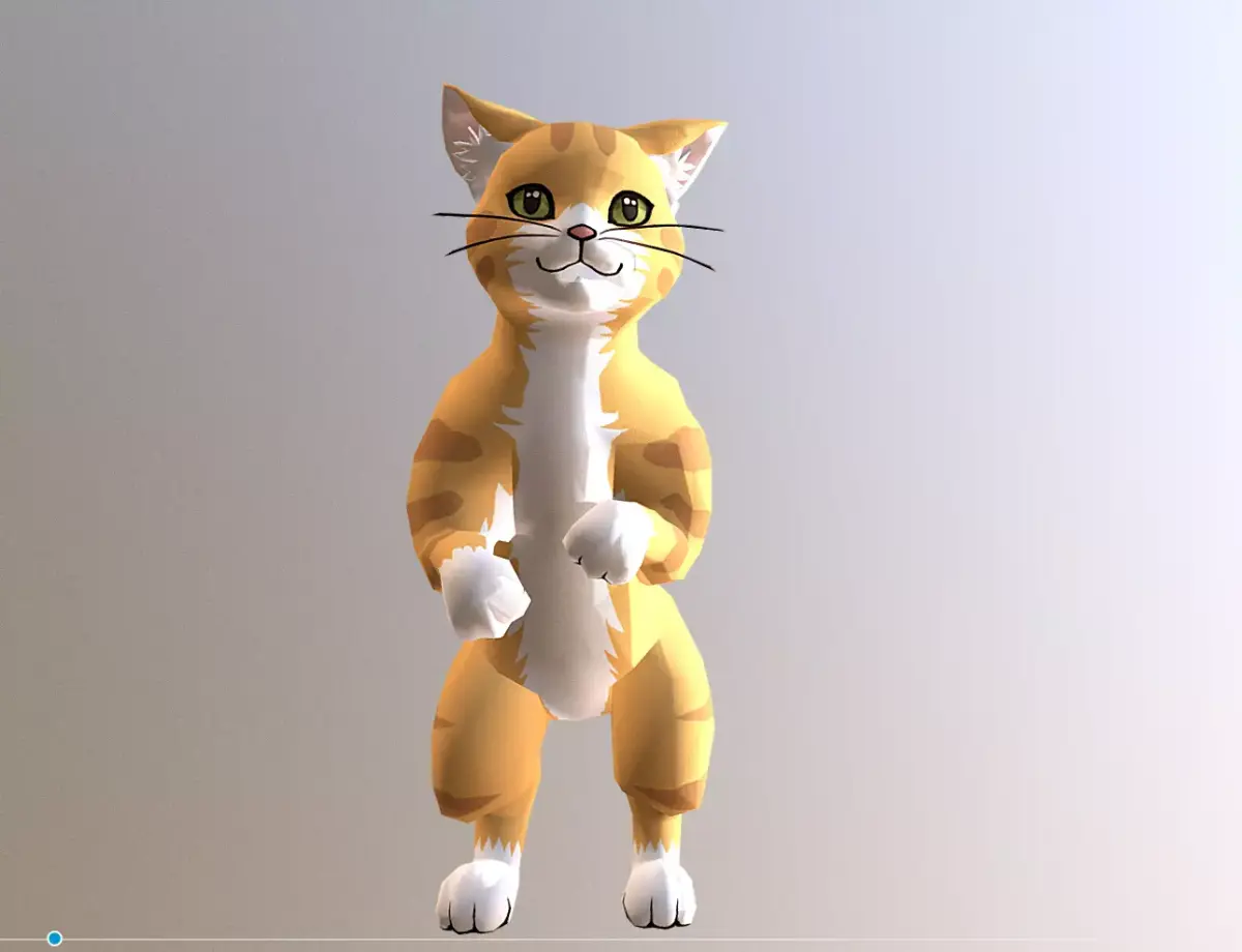 Tiger Cat Stand Yellow Cat Waving Cycle 3D model