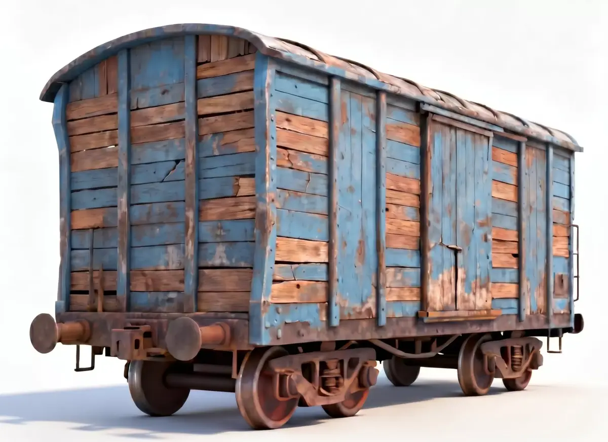Abandoned Post-Apocalyptic Boxcar 3d model Low-poly 3D model