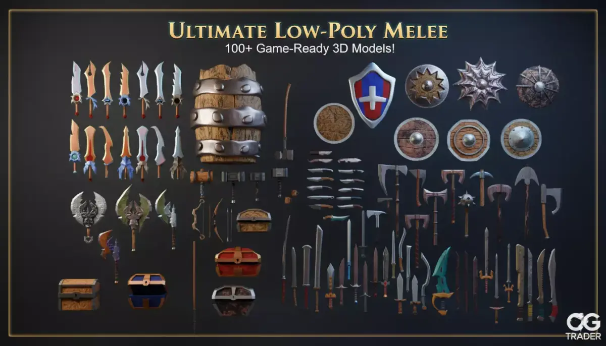 Ultimate Melee Armory 100 Low Poly 3D Models Low-poly 3D model
