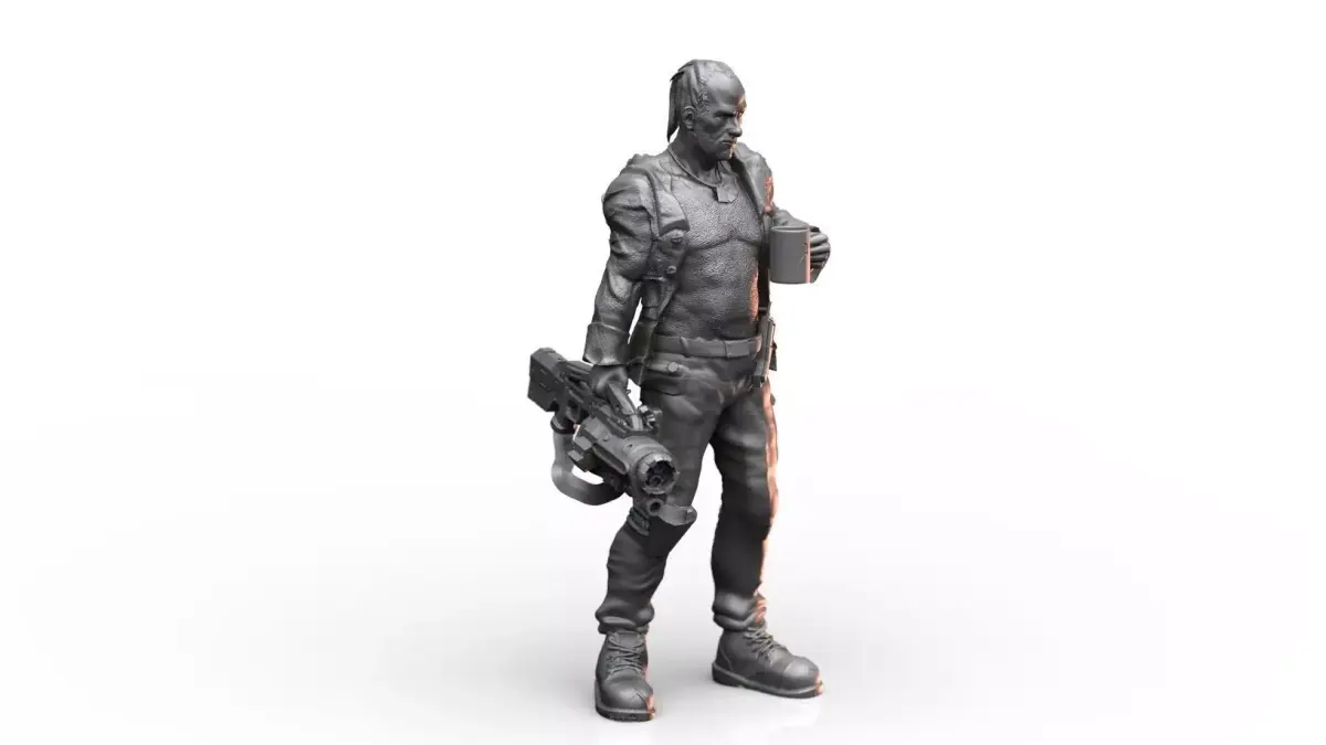 Old Mercenary Veteran Sci Fi Character 3D print model