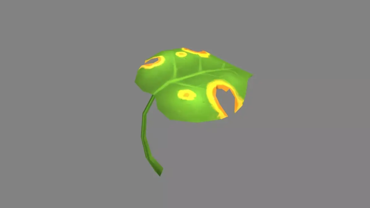 Cartoon withered leaf       Low-poly 3D model