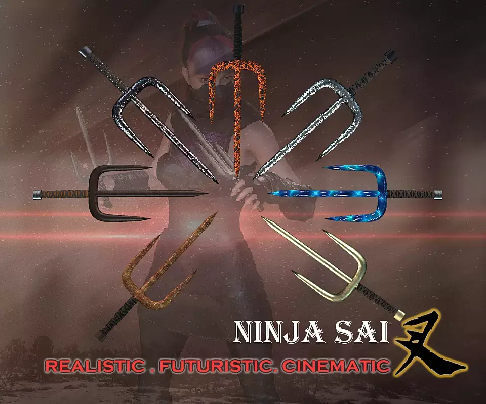 Fantasy War - Ninja Sai Low-poly 3D model