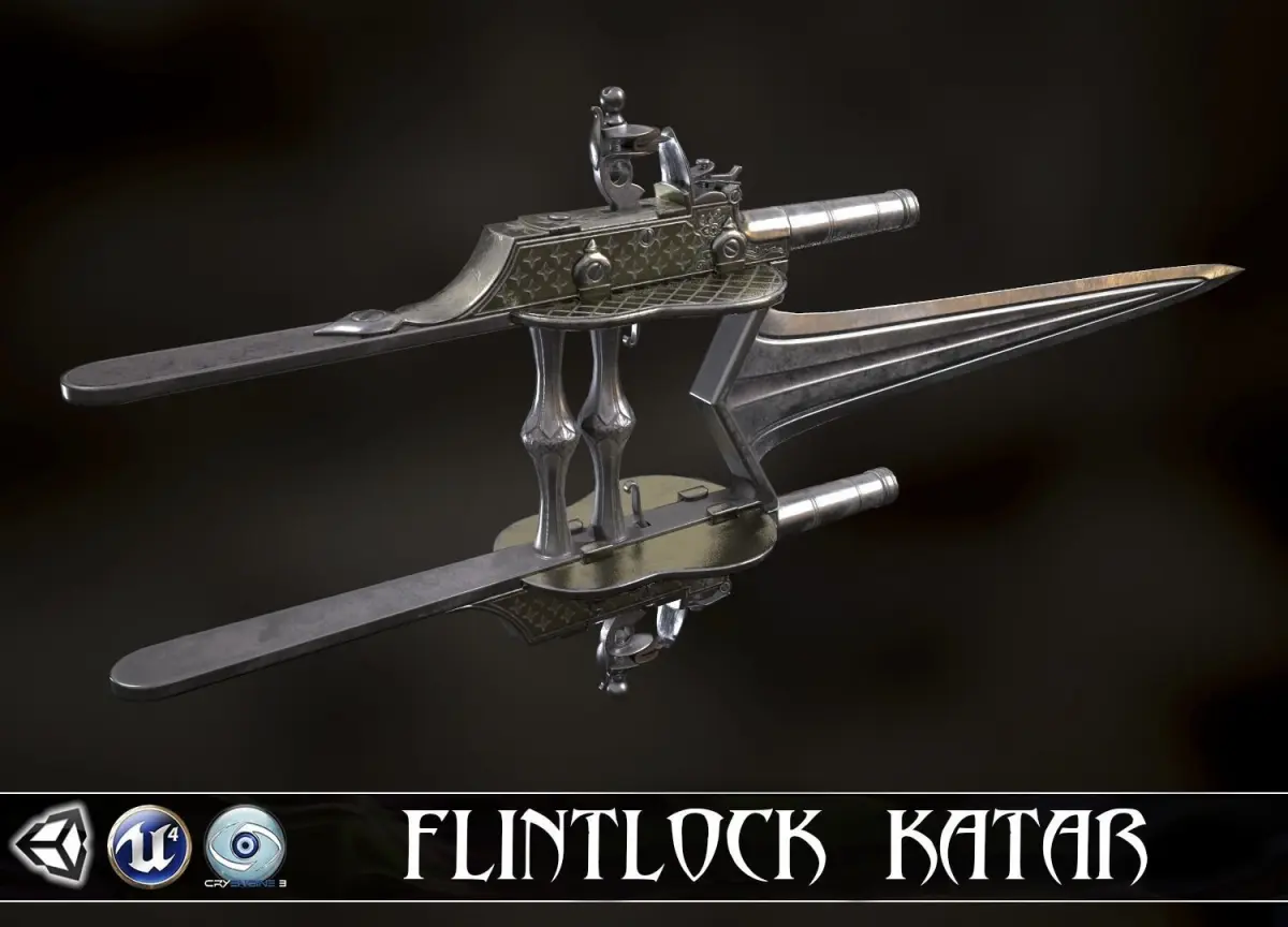 DEFENDER OF FAITH - Flintlock Katar Low-poly 3D model