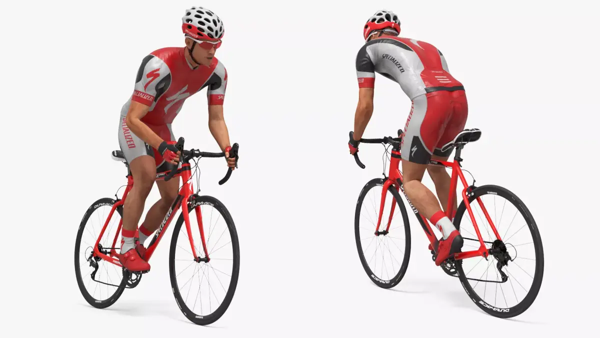 Cyclist Ride Fast Standing Animated Rigged For Maya 3D model purchase