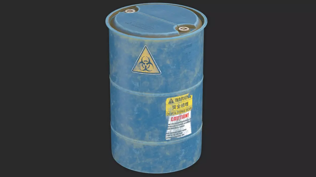 industrial Biohazard Plastic Barrel Low-poly 3D model