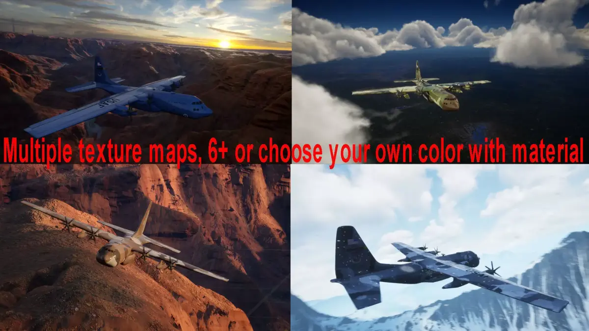 C-130 Rigged Animated Game Ready Low-poly 3D model