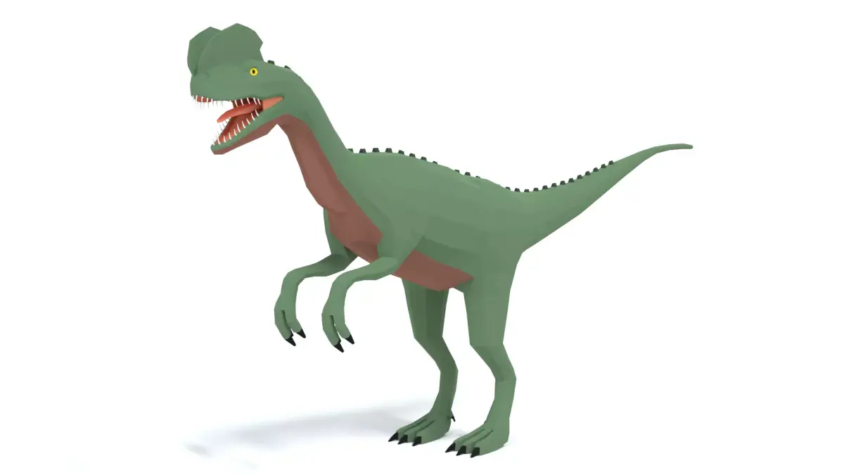 Low Poly Cartoon Dilophosaurus Dinosaur Low-poly 3D model