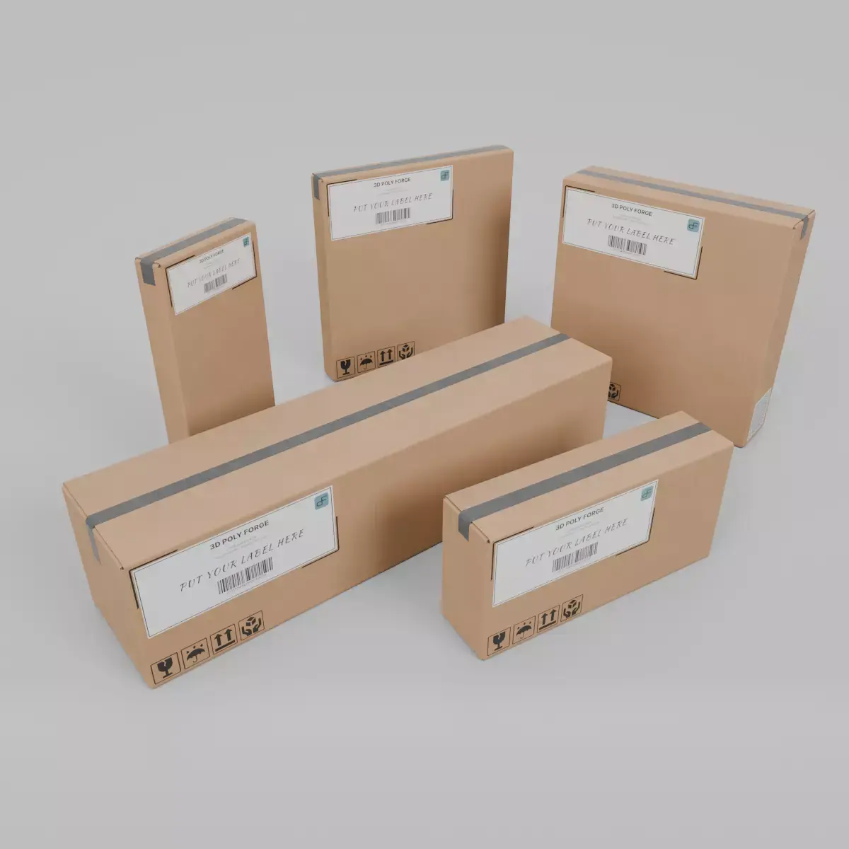 Variety Cardboard Box Collection - Rigged and Customizable Set 3D Model Pack
