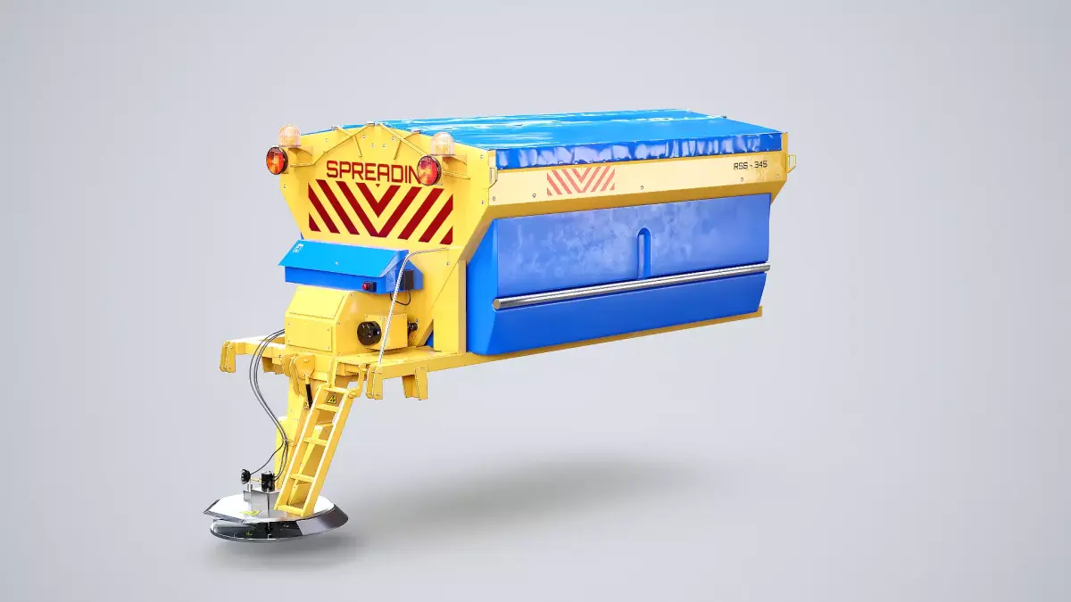 Yellow Road Salt Spreader Model - Winter Snow Removal Equipment  Low-poly 3D model