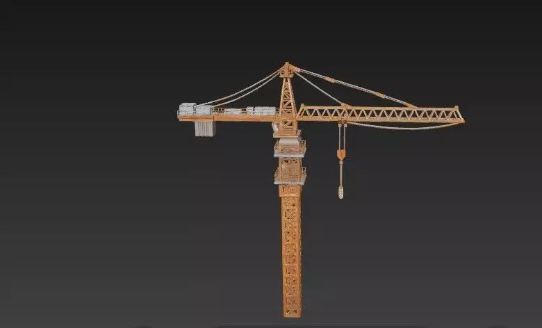 Industrial Tower Crane 3D Model - Construction Site Machinery 3D model