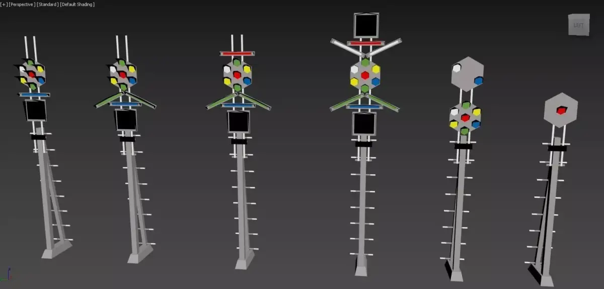 SKC-HSS Train Signals Low-poly 3D model