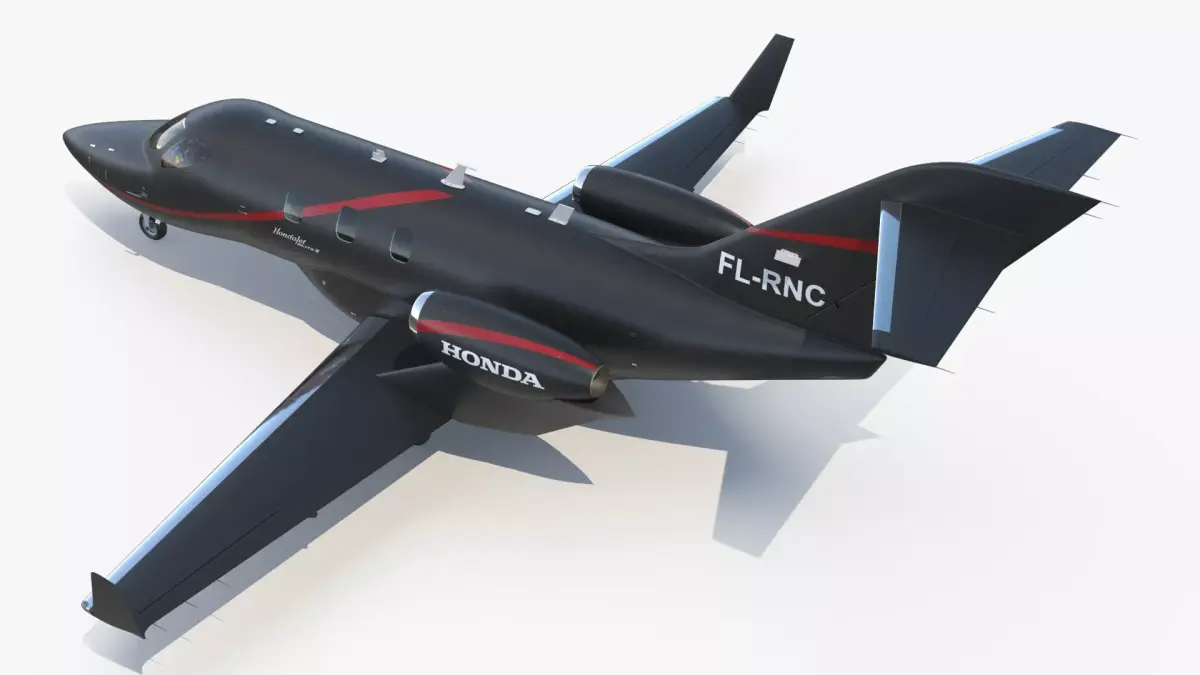 HondaJet Elite II Light Jet Aircraft Black Rigged for Maya 3D model