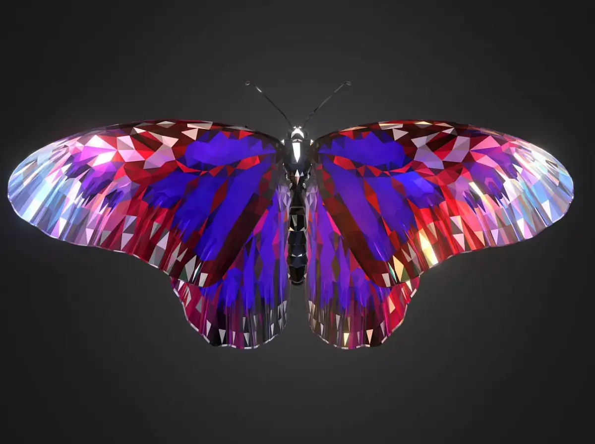 Batterfly Purple Low Polygon Art Insect Low-poly 3D model