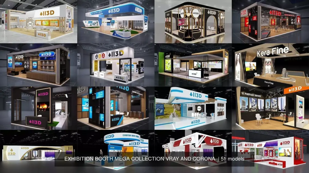 Exhibition booth mega collection vray and corona  3D Model Pack