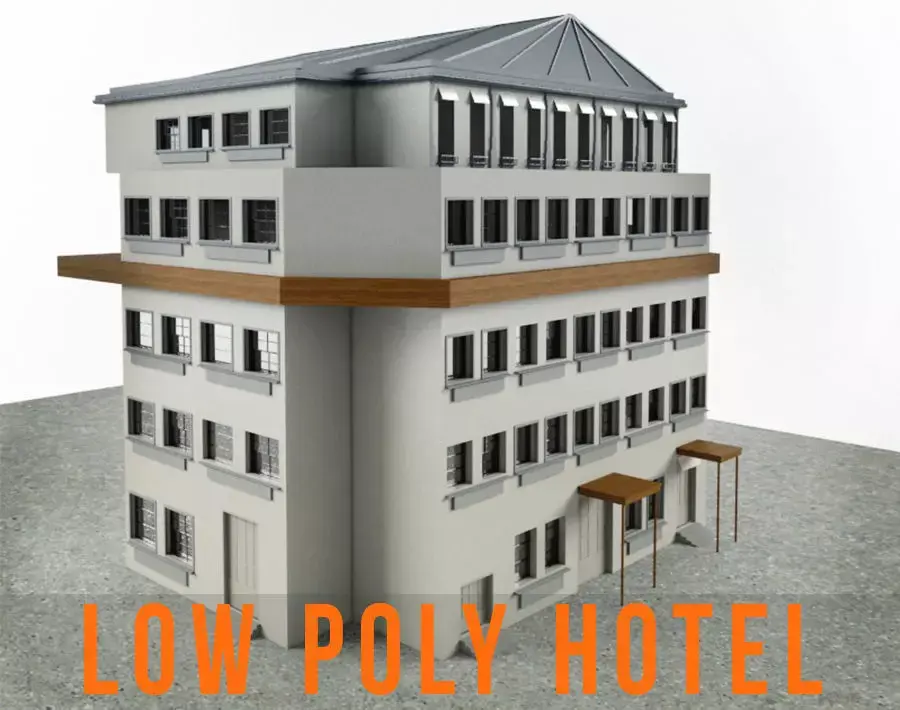 Residence Apartment Hotel Building Free low-poly 3D model