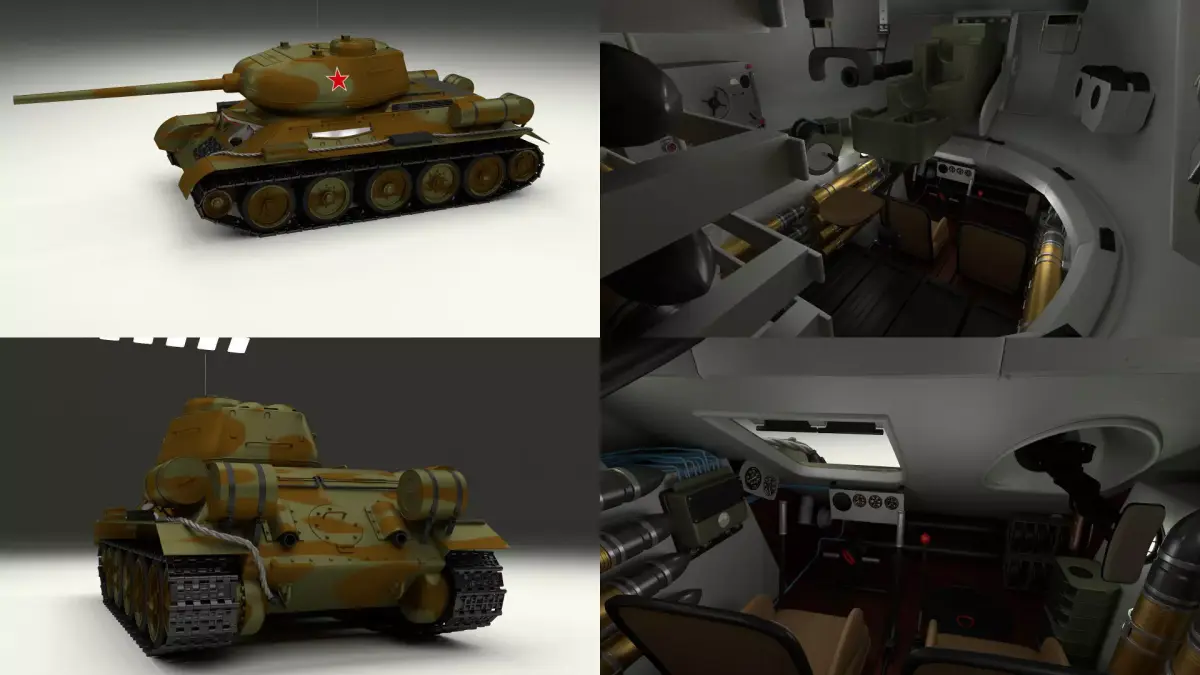 T-34-85 with Interior Camo 3D model