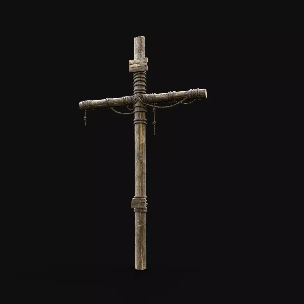WOODEN CROSS BIBLICAL JESUS CHRIST GOD SYMBOL TORMENT DEVICE Low-poly 3D model