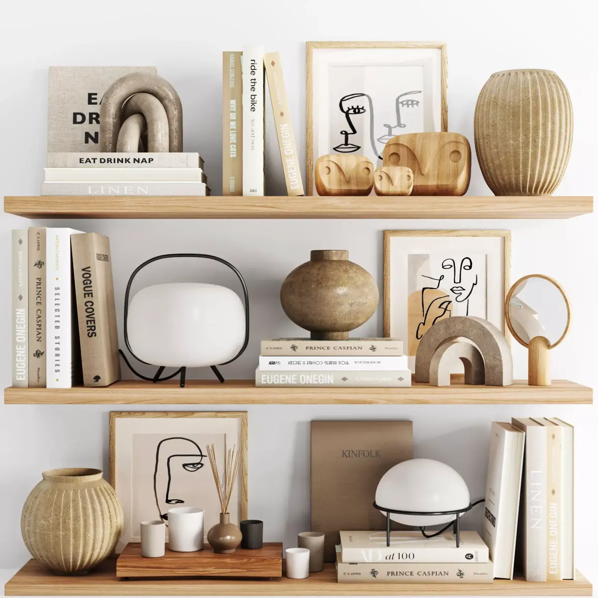 Decorative set shabby chic bookshelves 3D model