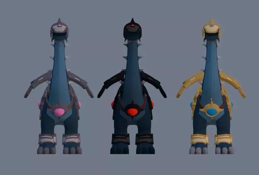 Simplistic Armored Dino Mount Low-poly 3D model