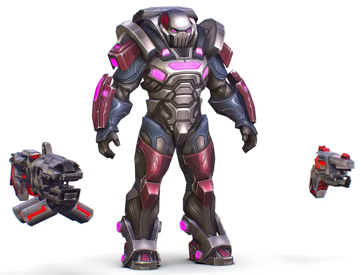 Cartoon Sci-Fi Cyborg Drone Heavy Machine Gunner Low-poly 3D model get