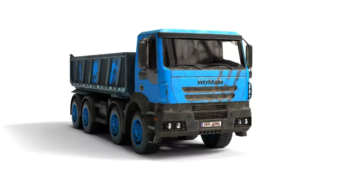 Blue Rigged Dump Truck 3D model
