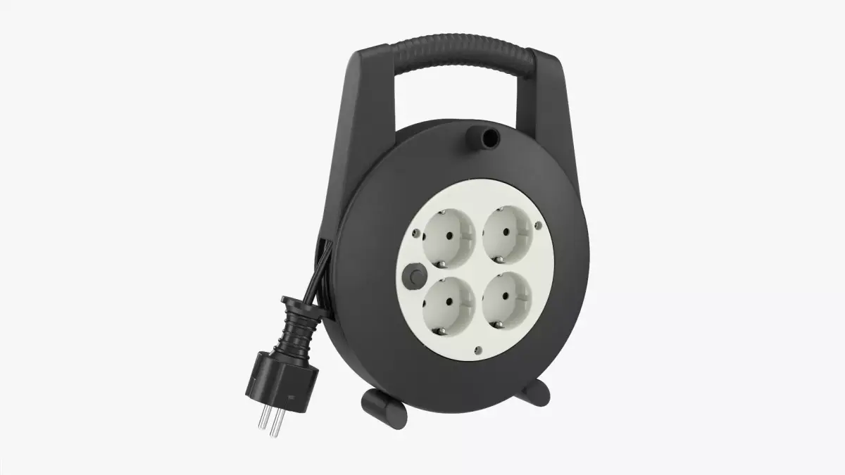 Extension cord reel with sockets 02 3D model