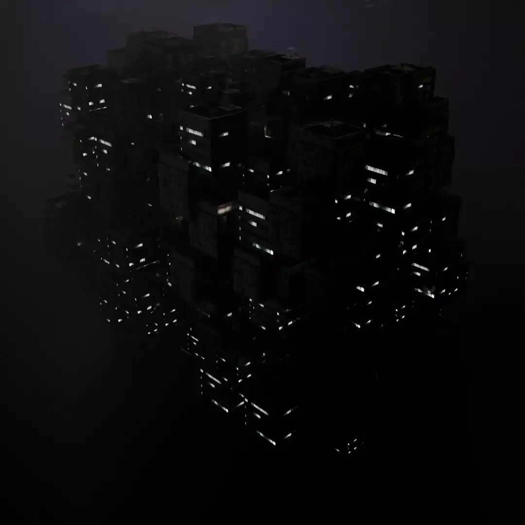 Sci fi night city building 5 Low-poly 3D model