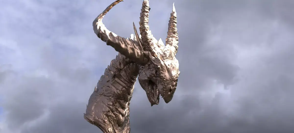 Horned Drake Head Sculpt 2 3D model
