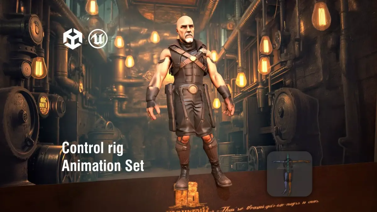 Steampunk Artisan with Intricate Attire Low-poly 3D model