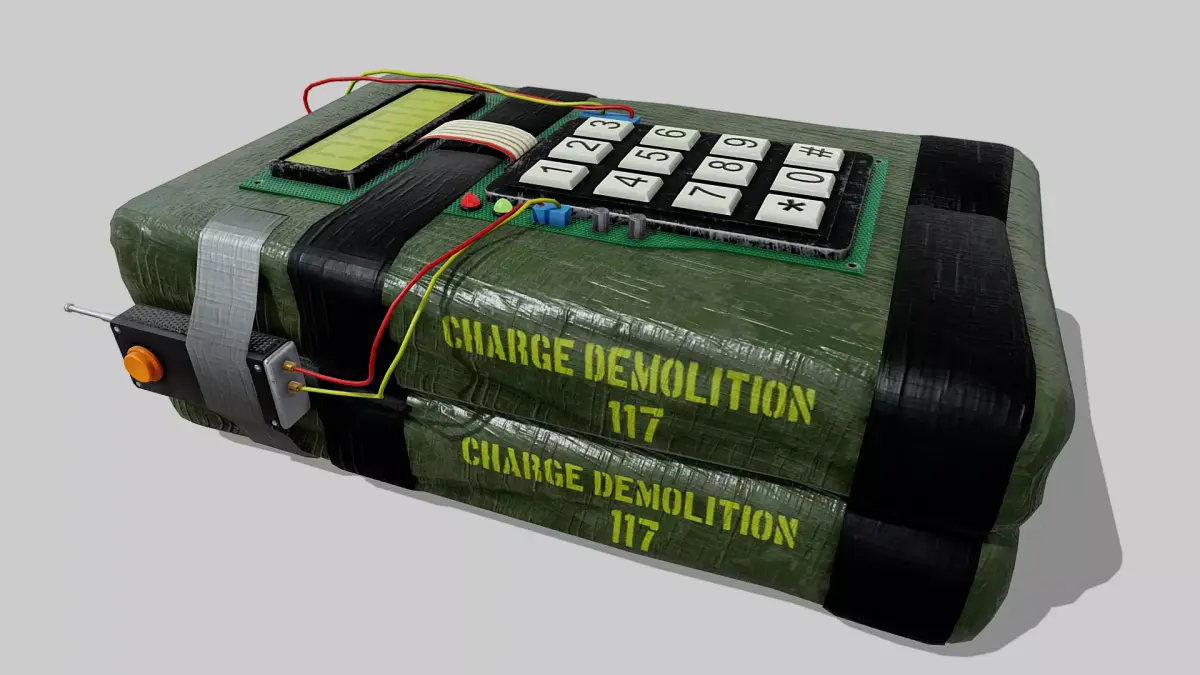 C4 explosive device Low-poly 3D model