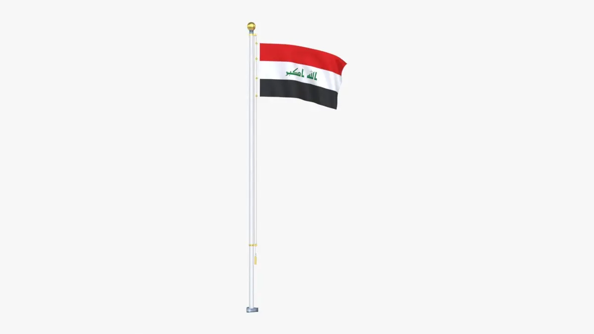 IraqFlagStandPoleAnimated 3D model