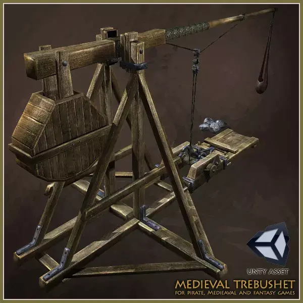 Animated Medieval Trebushet Low-poly 3D model