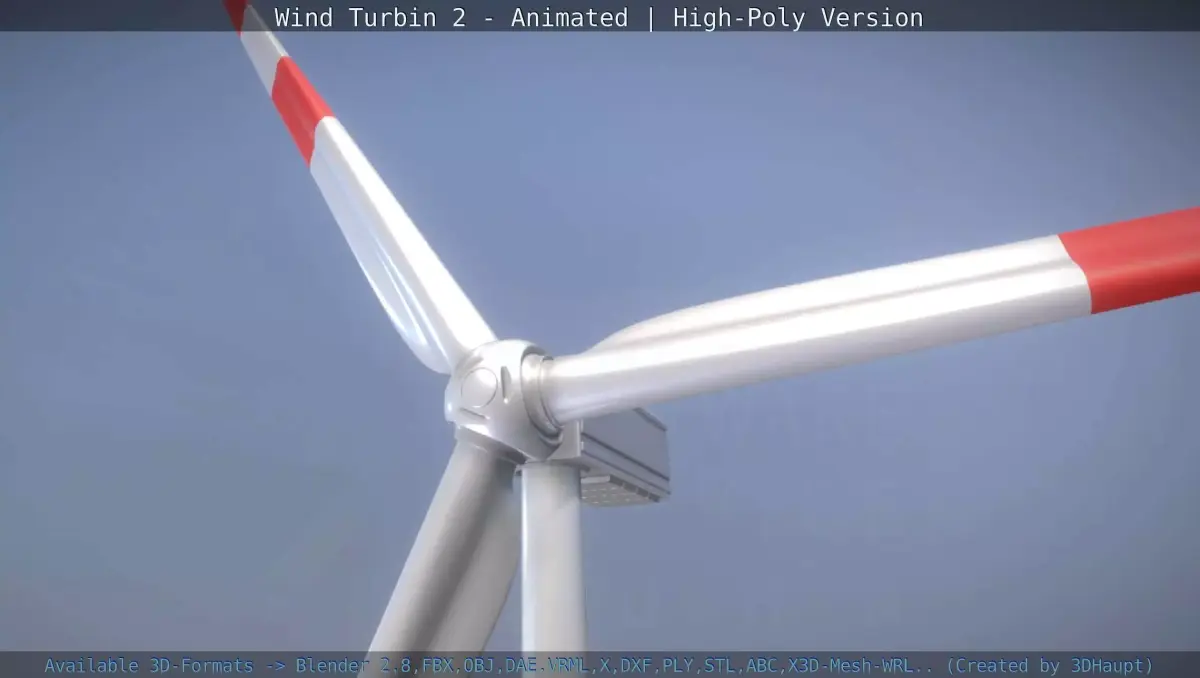 Animated Wind Turbin 2 - High-Poly Version 3D model