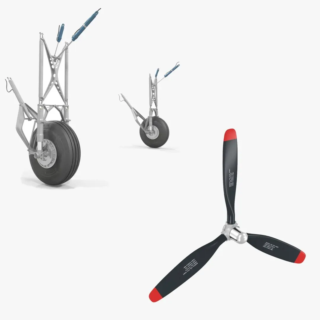 DC-3 Main Landing Gear and Propeller 3D model